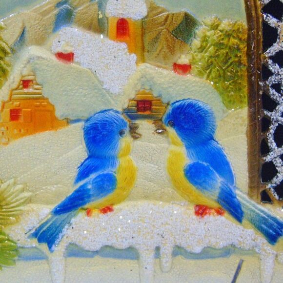 Vintage Merry Christmas Happy New Year German Alps Die Cut Embossed Sign Wall - Picture 6 of 7